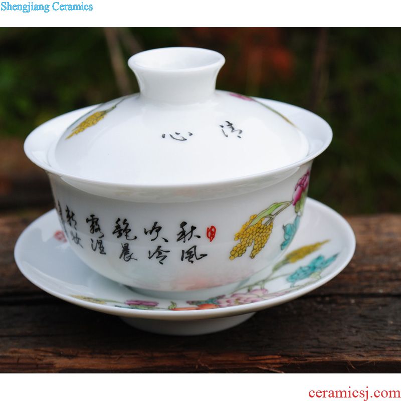 Owl kiln XY - CJ159C famille rose porcelain tea set Four beautiful cups suit Jingdezhen hand-painted kung fu tea set