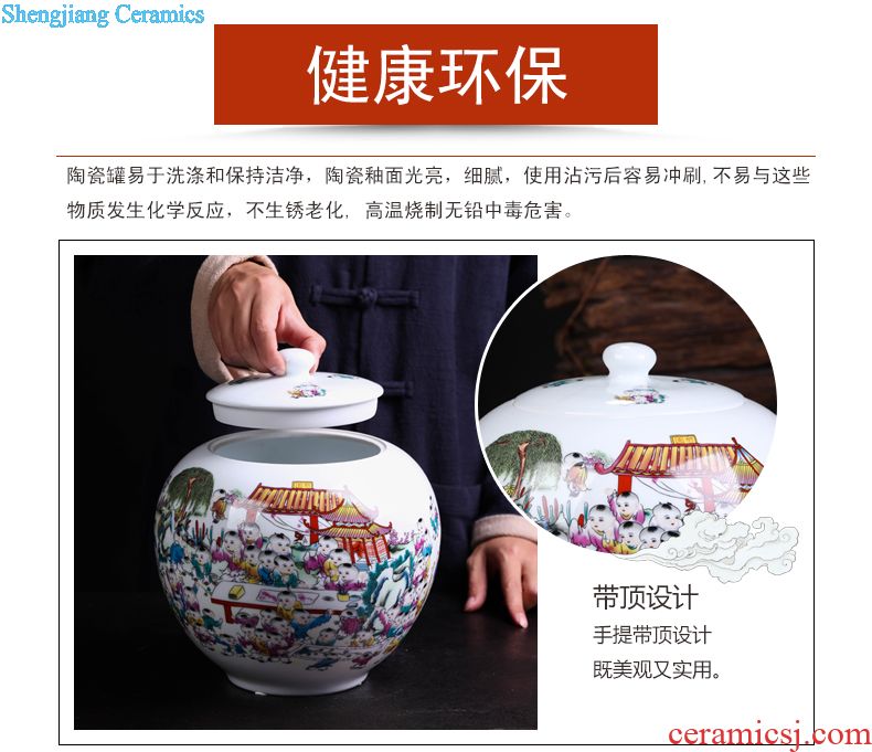 Jingdezhen ceramic cake tea cake the seventh, peulthai the large tea caddy household box seal pot