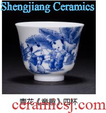 The big buy blue and white bamboo GaiWanCha hand-painted ceramic cover lid all hand jingdezhen kung fu tea accessories