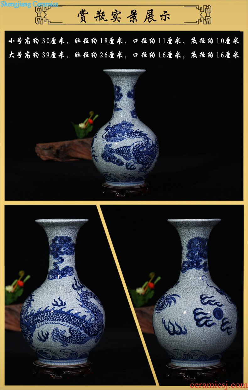 Imitation of jingdezhen ceramics kiln on vase classical modern home sitting room adornment handicraft furnishing articles large