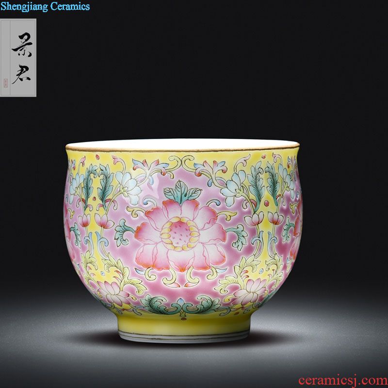 JingJun Jingdezhen ceramic hand-painted colored enamel large three tureen suit handmade porcelain kung fu tea set