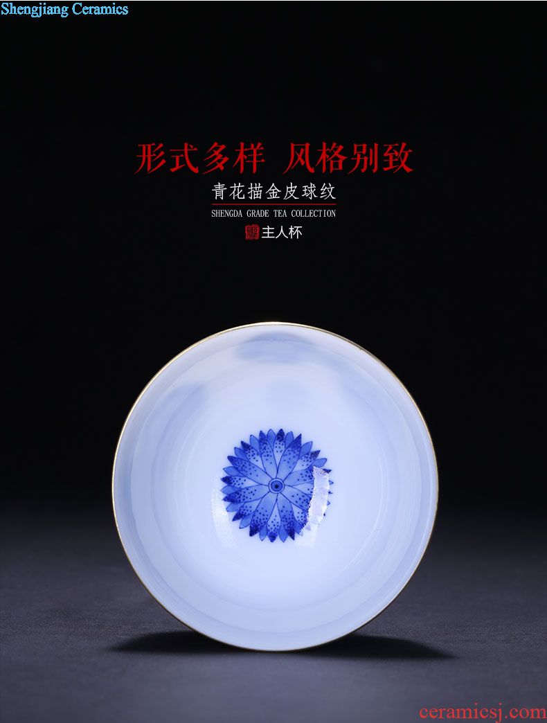 Kung fu tea hand sample tea cup full of blue and white porcelain ceramic masters cup hand paint small cups of jingdezhen tea service