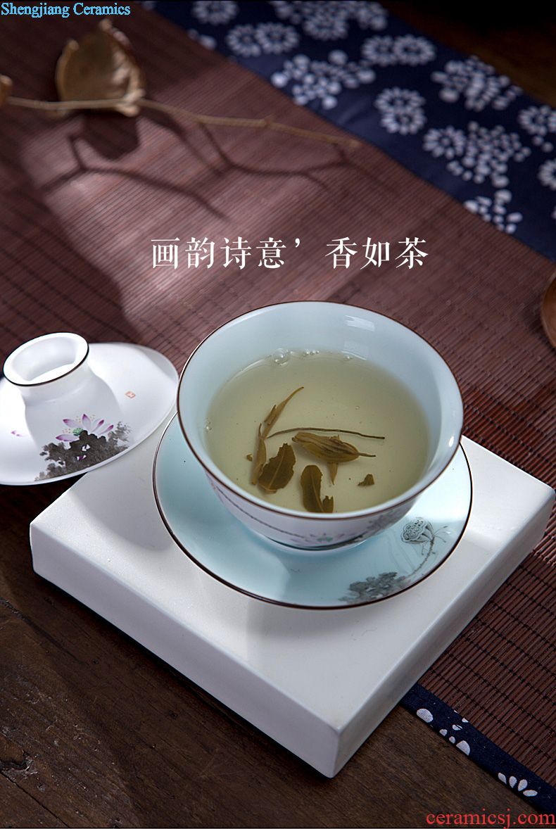 The big hand painted lotus kung fu jingdezhen ceramic sample tea cup tea cups manual single cup bowl with fine powder enamel