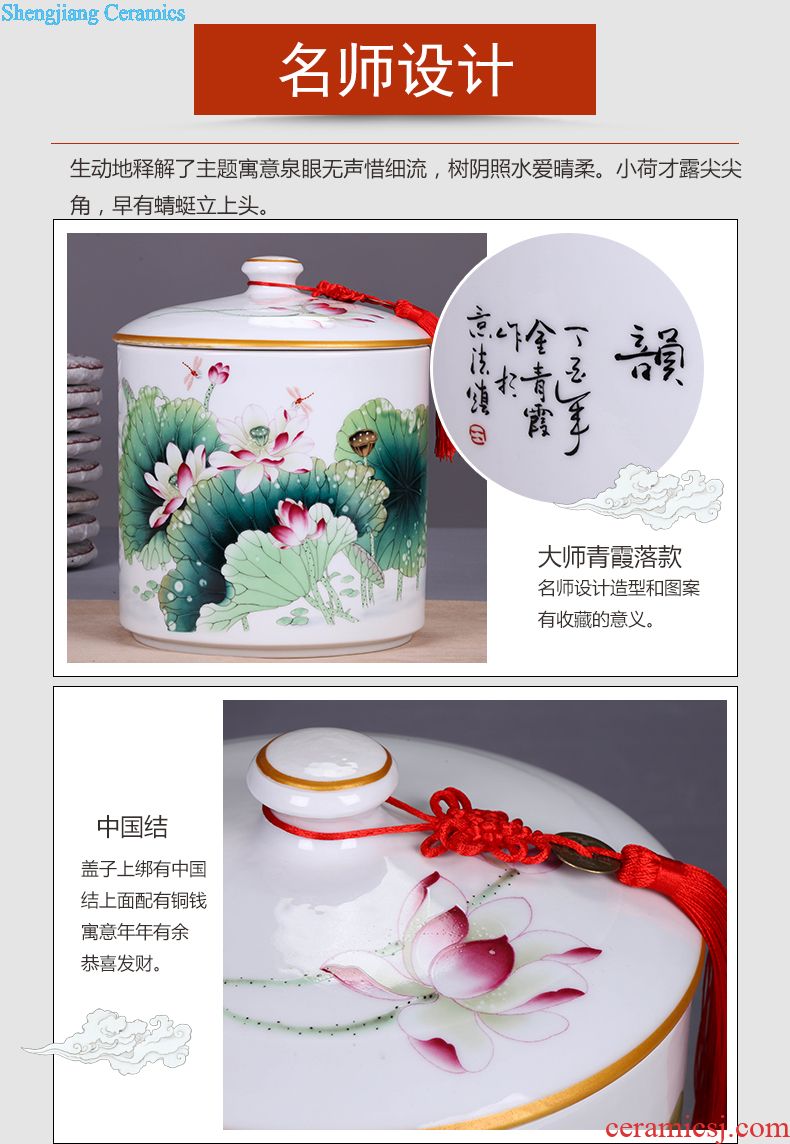 Jingdezhen ceramic grain storage tank food grains, sealed cans household caddy receive a case storage tanks