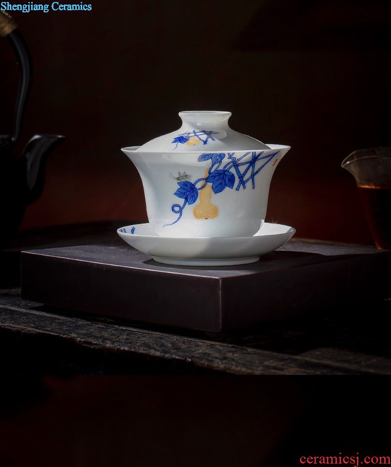 Holy big ceramic pot of tea tray bearing hand-painted heavy powder enamel peacock dry foam plate saucer jingdezhen tea accessories