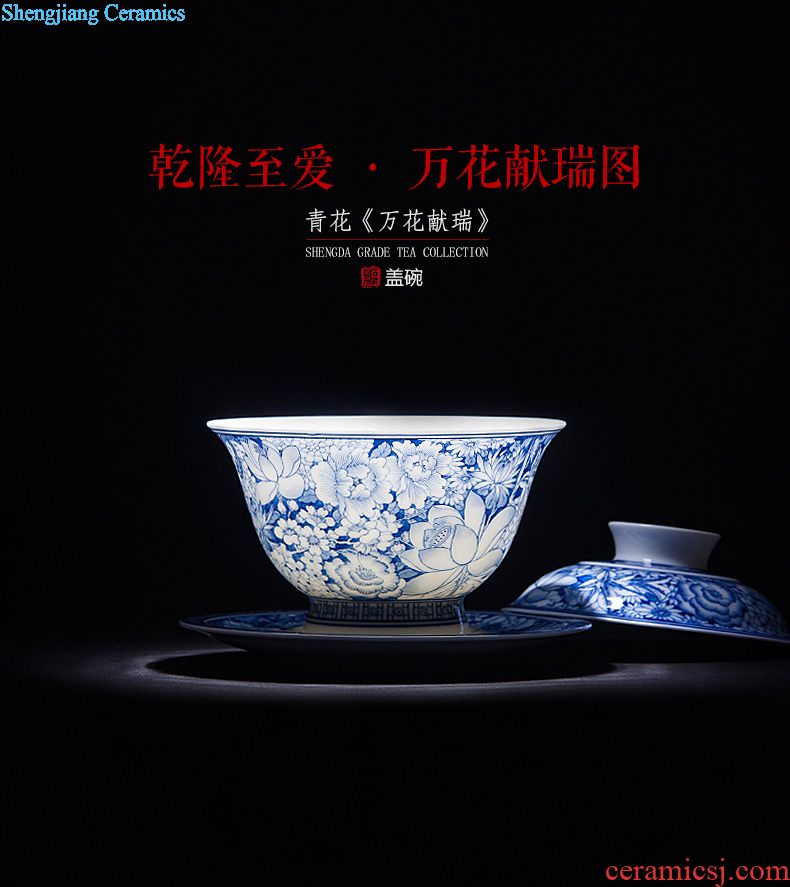 Kung fu tea cup pure hand-painted ceramic masters cup sample tea cup of blue and white porcelain cups jingdezhen kung fu tea set by hand