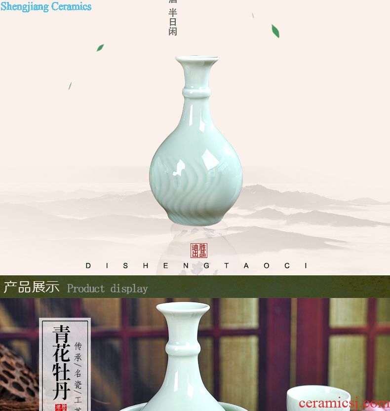 Jingdezhen pastel 10 jins to ceramic bottle ten catties peach blossom drunk wine jar empty wine bottle gourd blank hip flask