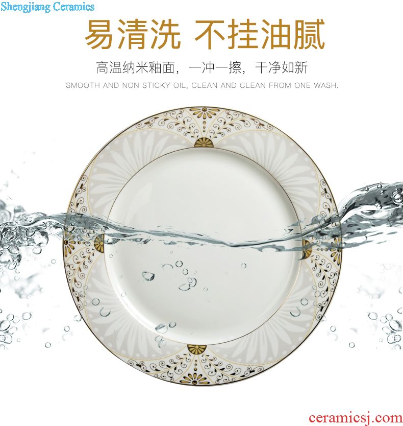 Dishes in the jingdezhen glaze temperature bone porcelain tableware bowl dish dish bowl household bone porcelain plate suit Chinese style