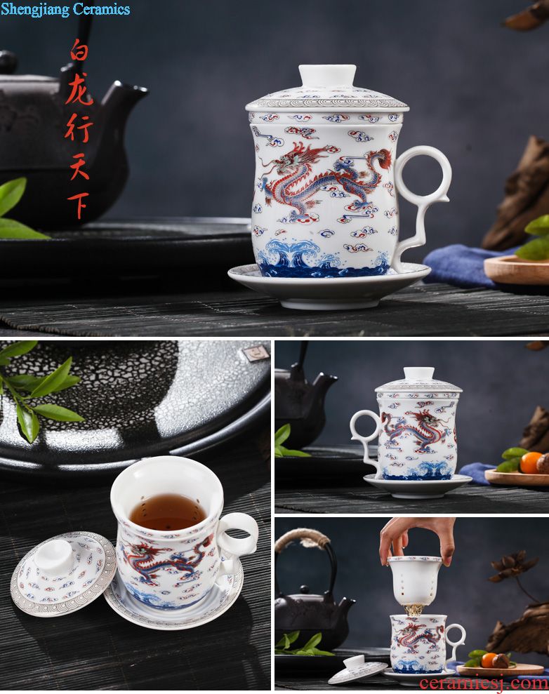 Jingdezhen ceramic cups with cover bone porcelain cup large office of blue and white porcelain gifts cup mug cup boss