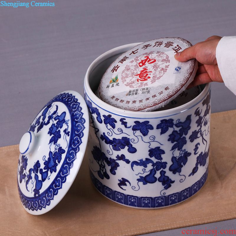 Jingdezhen ceramic household caddy large seven loaves puer tea pot containing porcelain tea pot seal