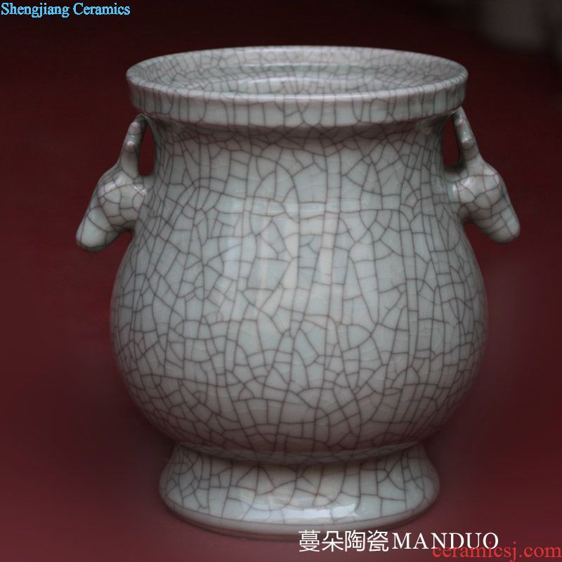 Jingdezhen about 45 to 50 high general tank yard of general archaize color dark green, yellow fine general pot