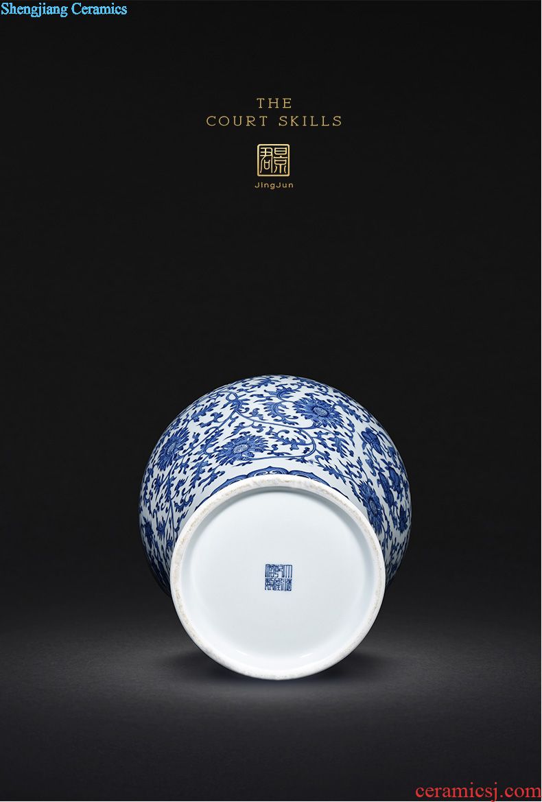 Hand-painted JingJun jingdezhen ceramics crafts are blue and white porcelain vases, flower arrangement sitting room of Chinese style household decorations