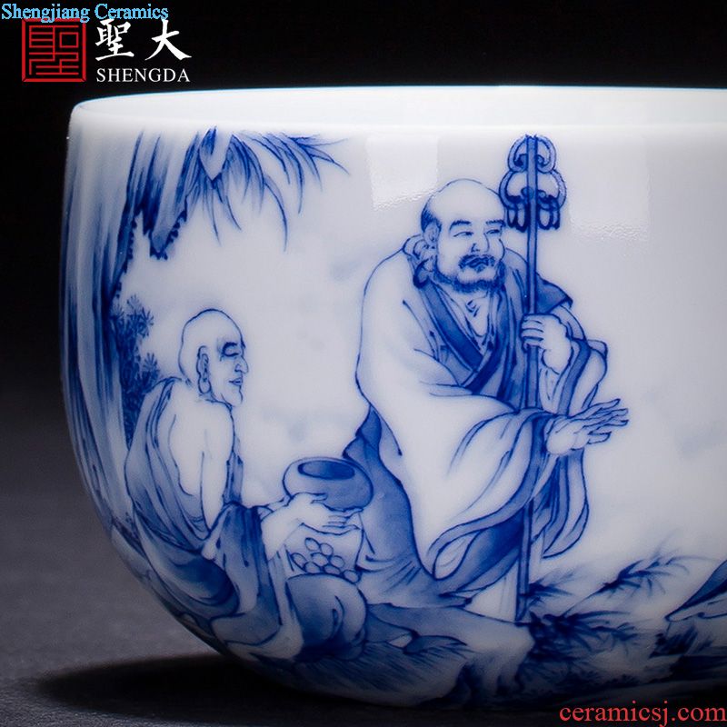 Santa teacups hand-painted ceramic kungfu pastel ShangShan four white cup personal cup all hand of jingdezhen tea service master