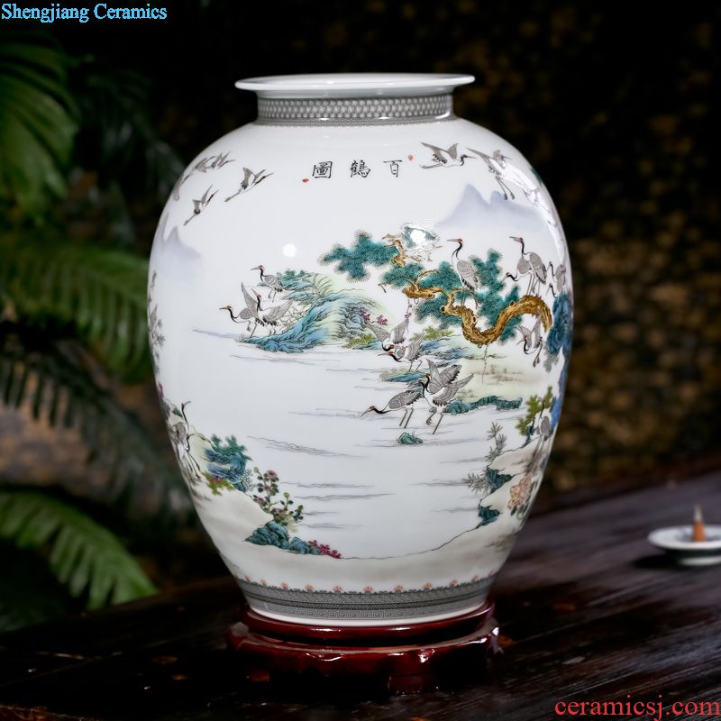 Jingdezhen ceramic hand-painted charactizing a new flower arrangement sitting room adornment of Chinese style household porcelain vase furnishing articles