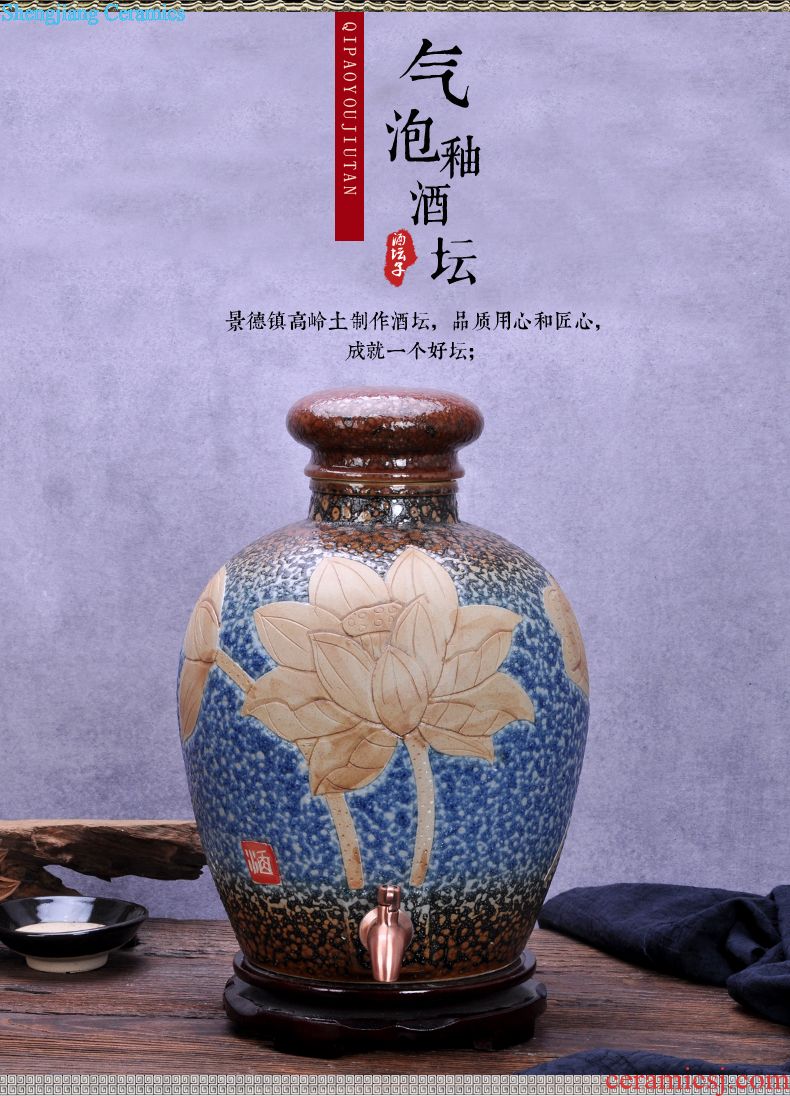 Ceramic jar Jingdezhen carving liquor bottles of bubble jars 20/30/50 kg sealed it private custom