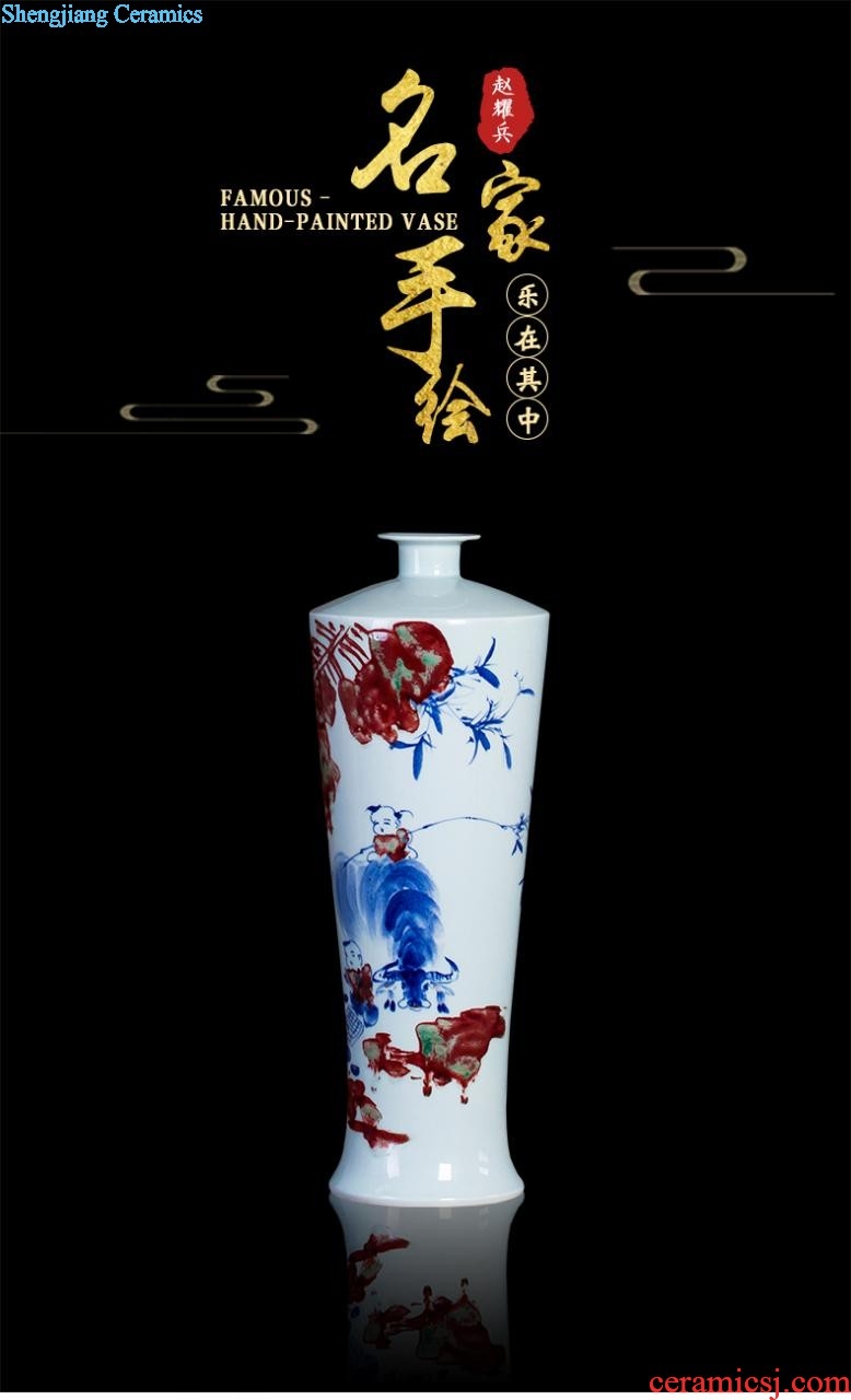 Famous master of jingdezhen ceramics hand-painted vases, flower arrangement enjoy sitting room of Chinese style household decorative furnishing articles