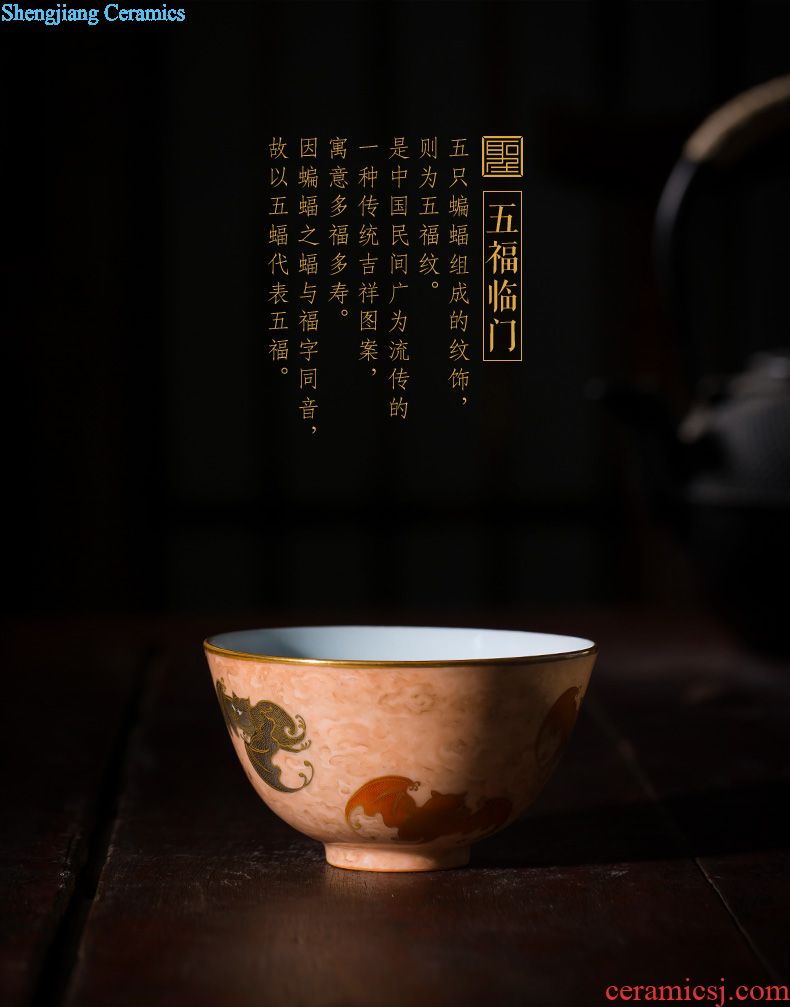 Holy big ceramic kung fu tea master cup ji blue heart sutra meditation cup all hand jingdezhen tea tea cups