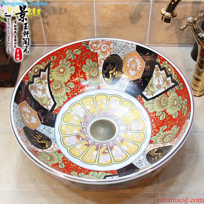 JingYuXuan jingdezhen ceramic lavatory basin sink the stage basin art hand-painted on green autumn lotus fish