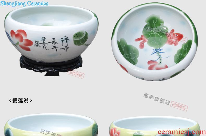 Jingdezhen ceramic barrel storage bins moistureproof insect-resistant cylinder ricer box kg30 20 jins 50 kg sealed with cover tank