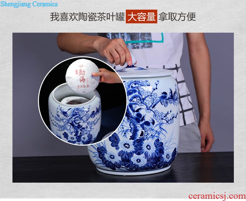 Jingdezhen ceramics tea cake caddy large seal decorative pot sitting room household act the role ofing is tasted snack jars