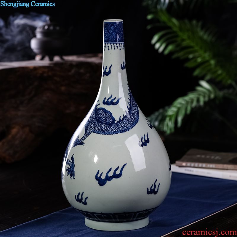 Jingdezhen ceramic home sitting room porch handmade porcelain decorative flower vase is placed new Chinese arts and crafts