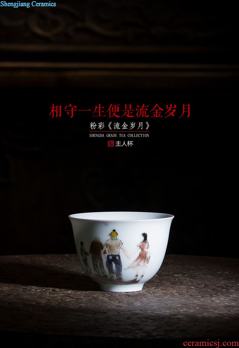 Santa jingdezhen ceramic handmade kung fu tea set hand-painted heavy crane figure teapot rarities single pot of pastel