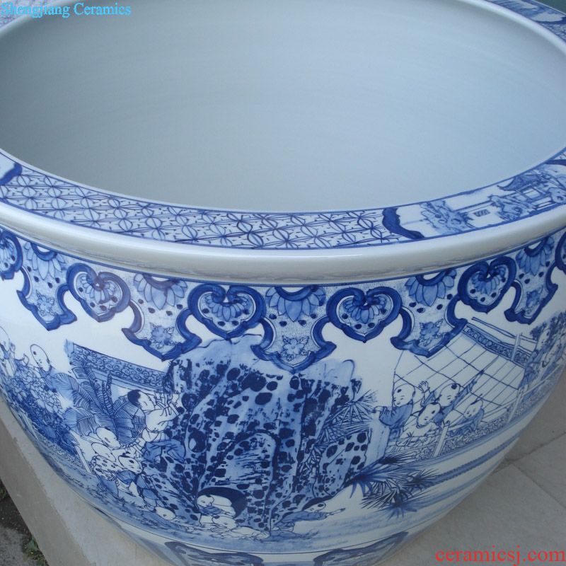Jingdezhen set is square and generous culture writing brush washer to send led boss luxurious porcelain porcelain brush pot