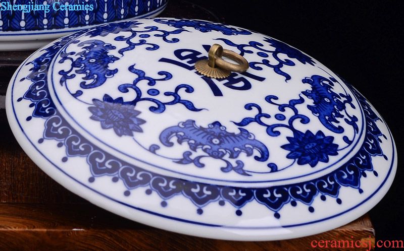Blue and white porcelain of jingdezhen ceramics pu 'er tea pot retro general household large seal packed tea POTS