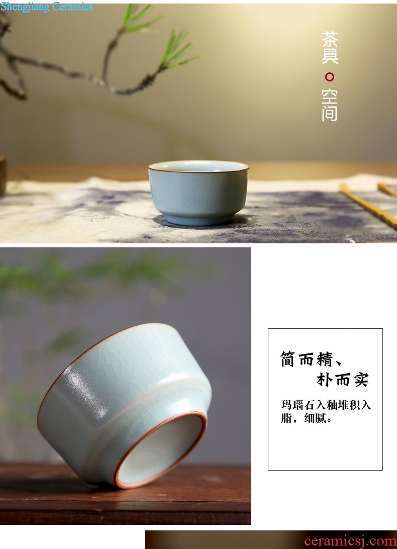 Three frequently hall your kiln crack cup a pot of two cups of jingdezhen ceramic kung fu tea set suit TZS074 portable travel