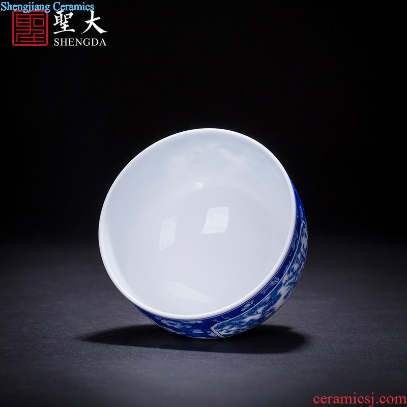 Santa teacups hand-painted ceramic kungfu amethyst glaze jingdezhen blue and white flower stone - master cup sample tea cup tea sets
