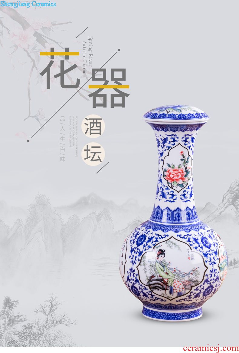 Jingdezhen ceramic bottles 1 catty 2 jins of 3 kg 5 jins of 10 jins of household adornment hip archaize creative sealed jars