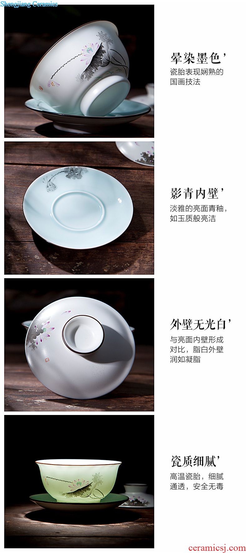 The big hand painted lotus kung fu jingdezhen ceramic sample tea cup tea cups manual single cup bowl with fine powder enamel