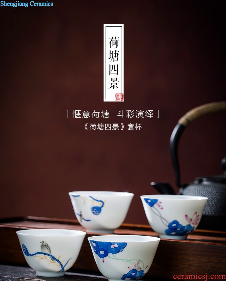 St the ceramic kung fu tea master cup hand-painted mantra poly incense sample tea cup jingdezhen blue and white paint great tea sets