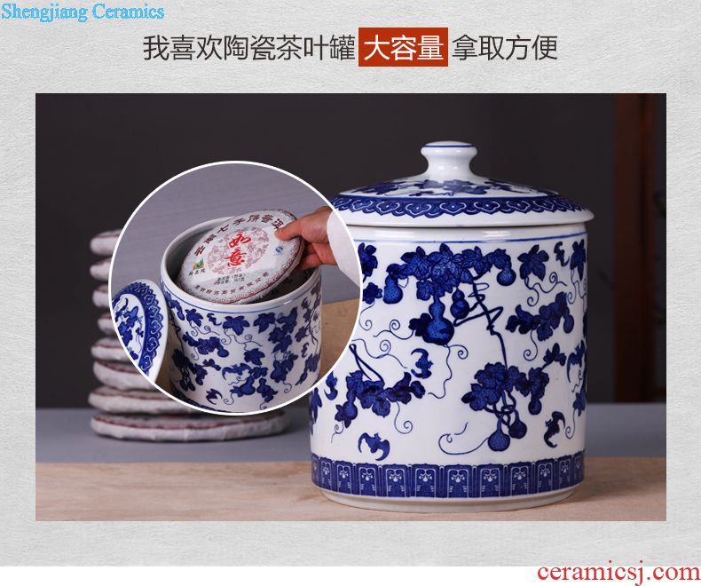 Jingdezhen ceramic household caddy large seven loaves puer tea pot containing porcelain tea pot seal