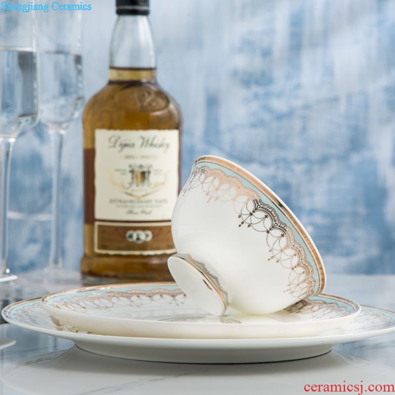 Far industry high-grade bone China tableware suit Jingdezhen porcelain bowl plate 82 head of european-style luxury gift set