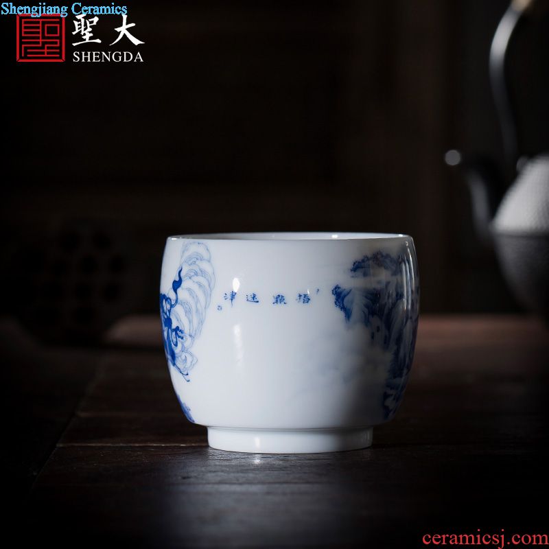Holy big ceramic kung fu masters cup hand-painted porcelain cups literati landscape sample tea cup all hand of jingdezhen tea service