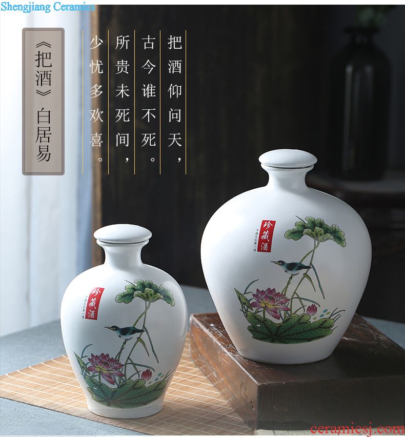 Ceramic jars 10 jins sealed jars blank bottle 20 jins 30 jins 50 jins home wine decanters decoration
