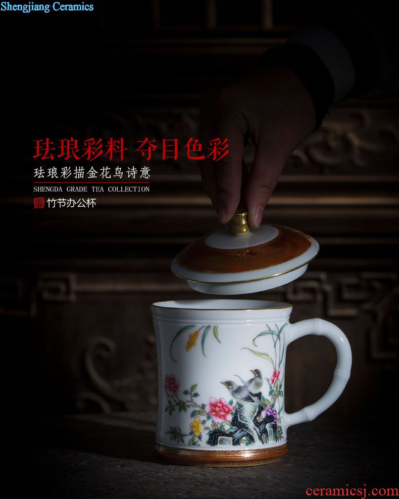 The big three to blue and white chrysanthemum tureen hand-painted ceramic large butterfly tattoo all hand jingdezhen kung fu tea tea bowl