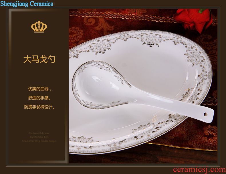 Delin bone porcelain tableware suit 60 head Jingdezhen ceramic dishes and plates spoons gift set porcelain