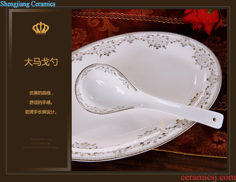 Delin bone porcelain tableware suit 56 bowl sets phnom penh dish dish spoon head Jingdezhen porcelain microwave use