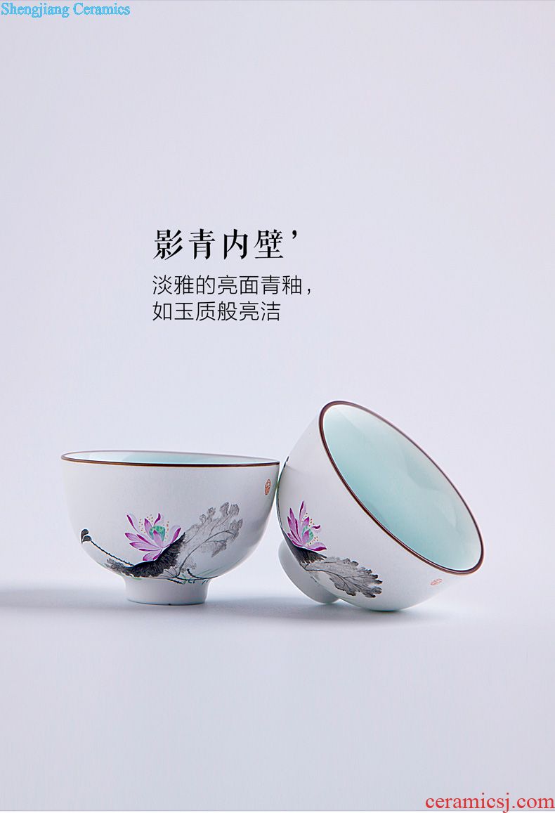 A clearance rule Ceramic kung fu tea colored enamel flower medallion around branches of flowers and birds teapot of jingdezhen tea service