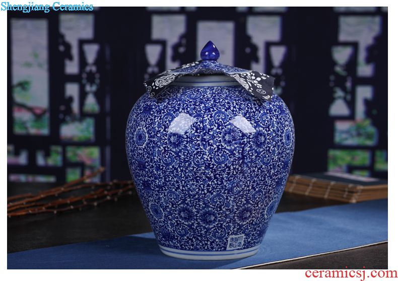 Jingdezhen ceramic new Chinese style interior vase sitting room hotel landing big vase furnishing articles home decoration