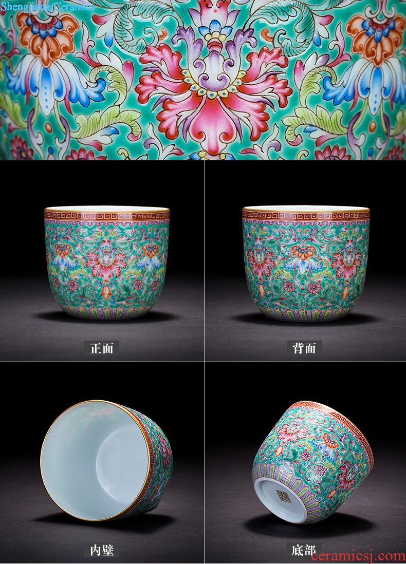 Holy big office cup hand-painted ceramic pastel landscape double painting with cover cup boss cup tea cup of jingdezhen tea service