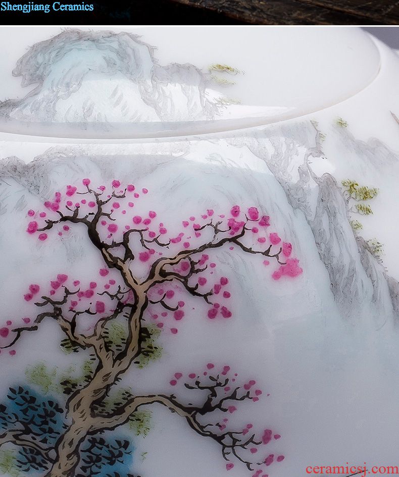 The big blue and white bamboo to buy hand-painted ceramic cover peace GaiWanCha lid all hand jingdezhen tea accessories