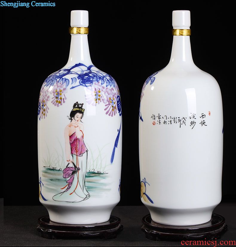 Archaize ceramic jars 20 jins 30 jins 50 it wine bottle with hip jingdezhen jars bubble wine jars