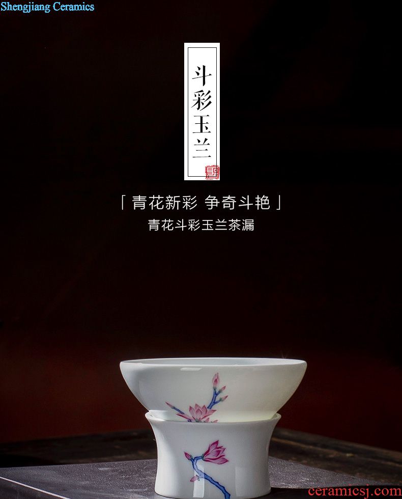 Holy big ceramic kung fu tea color suits hand-painted porcelain dou yulan eight head tureen jingdezhen set of tea cups