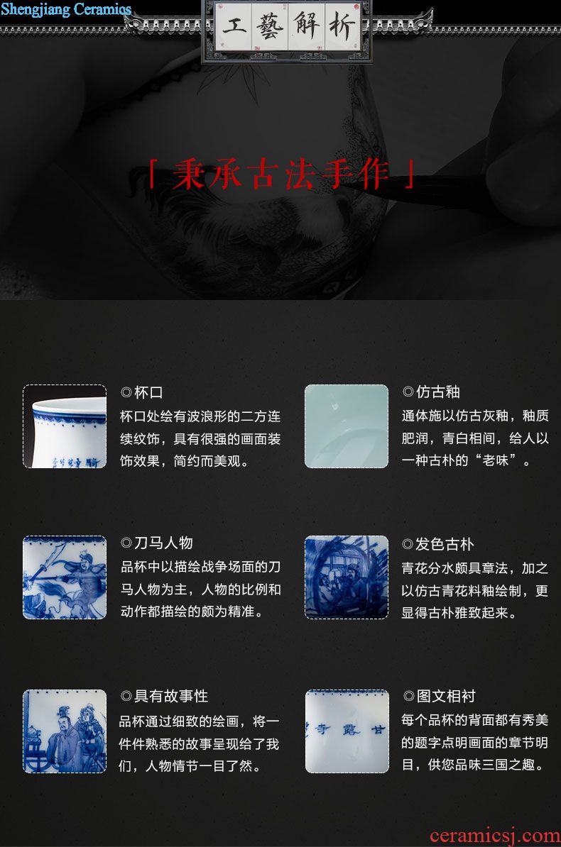 St the ceramic kung fu tea master cup gold base blue color ssangyong shou wen cup manual archaize of jingdezhen tea service
