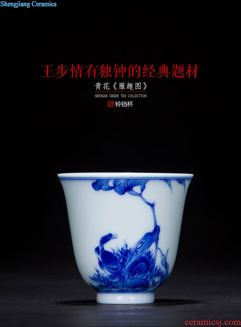 The big cup sample tea cup hand-painted ceramic kung fu autumn finch figure masters cup full of blue and white porcelain jingdezhen tea by hand