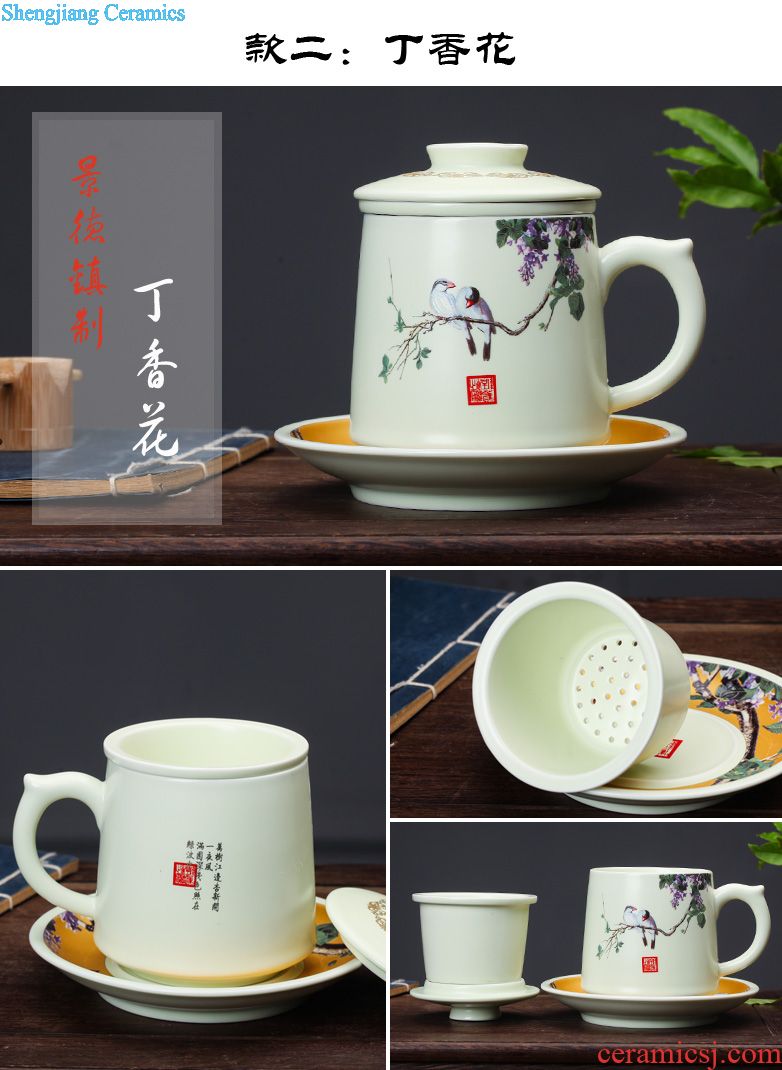 Jingdezhen ceramic cups with cover bone porcelain cup household porcelain bowl glass office meeting 10 only to custom