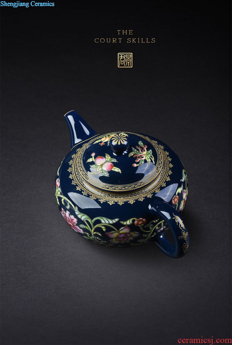 Jingdezhen hand-painted enamel teapot JingJun bound branches like a teapot kung fu tea pot home little teapot